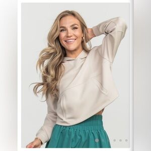 Panelled Performance Hoodie, medium. Color Sandalwood. Southern Shirt Company